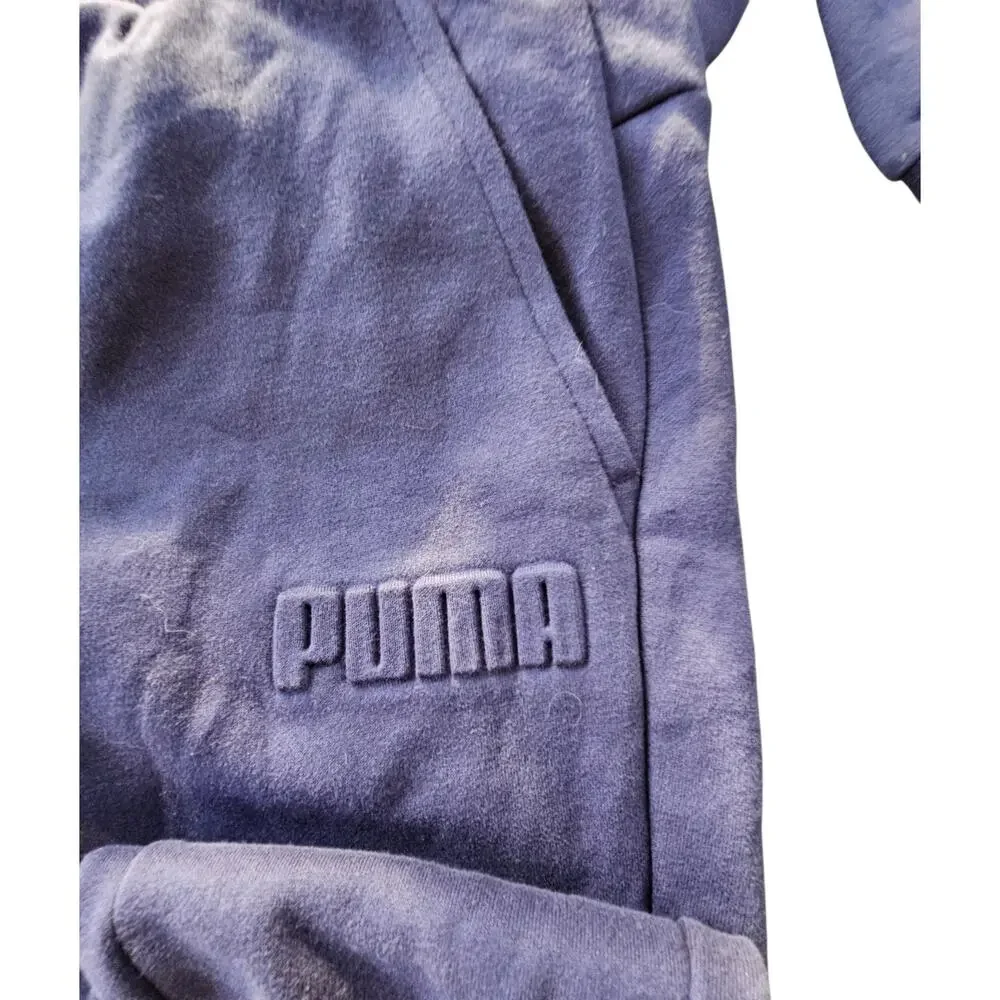 NWT PUMA Set Men's Modern V2 Embossed Blue Fleece Jogger Sweatpants/ Hoodie Sz M